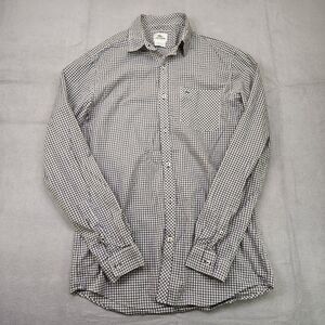 Lacoste Button Up Shirt Mens 38 White Black Check Classic Fit Pocket Long Sleeve
